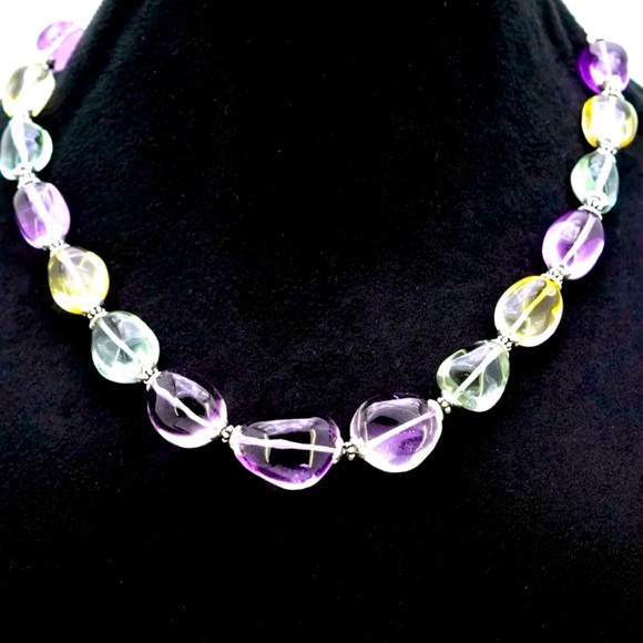 MULTI STONES HAND CRAFTED NUGGETS SHAPE GEMSTONE BEADS NECKLACE!!! - Picture 5 of 15